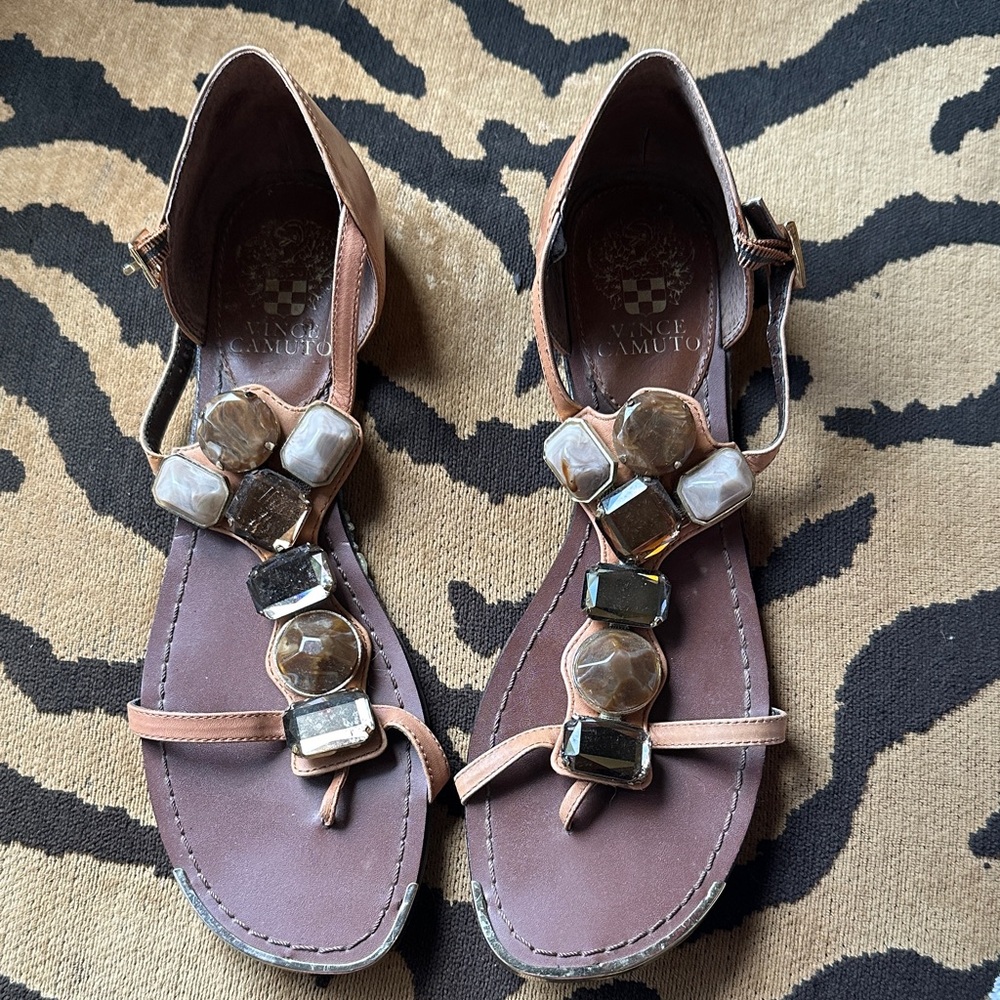 Vince Camuto Tan Gemstone Sandals